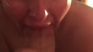 Long romantic sloppy throatjob for Daddy Drooling and drinking huge throatpie