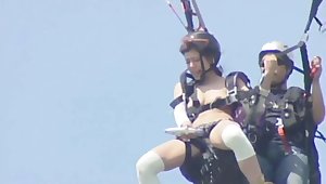 Japanese Girl Vibrating when Parachuting